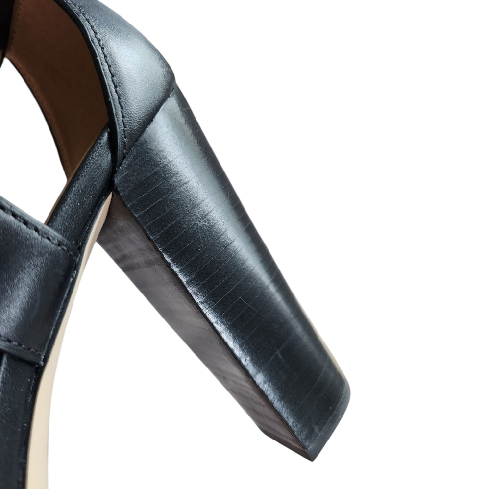 Michael Kors Berkley Lock Black Leather Platform Sandal Heels with Box - Picture 12 of 15